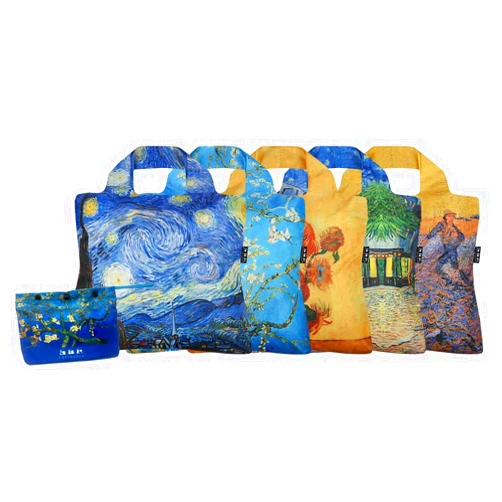 Envirosax Van Gogh Pouch Reusable Bag Polyester Shopping Grocery Bags Set of 5 Foldable Water Resistant
