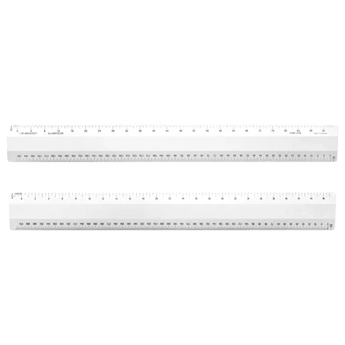 Alumicolor Architect 12 inch Ruler w/ 4 Bevel Scale for Drawing, Drafting & Engineering, Left to Right Calibrations Divided by 1/32, 1/16, 1/8, 1/4, Silver