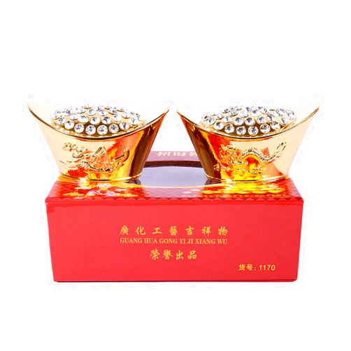 Fengshuisale Set 2 Feng Shui Diamond Gold Sycee/Ingot 220 G +Free Red String Bracelet K1042
