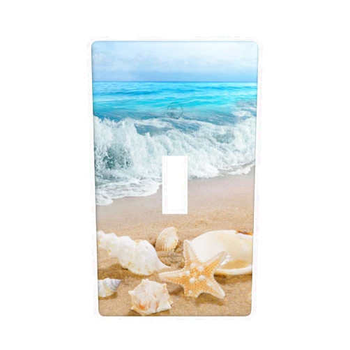 Byondbly Wall Plate Single Toggle Switch/Wall Plate,Light Switch Cover Single Gang Toggle Wall Plate,Single Toggle Decorative Wallplate Switch Plate Covers Beach Painting a-Single Toggle