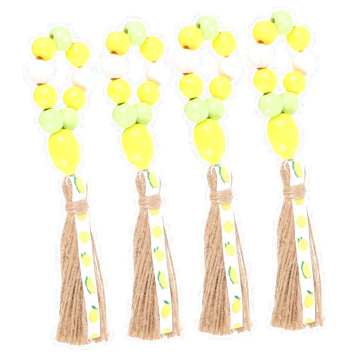 SEWACC 4pcs Lemon Wood Beads Napkin Rings Wooden Bead Napkin Holder Beaded Napkin Ring Bead Garland Napkin Ring Wood Bead Napkin Ring Napkin Holder Table Party Table Decor Party Supply