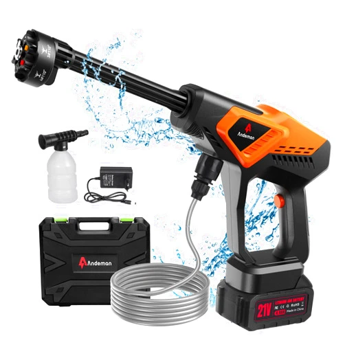 Andeman Cordless Pressure Washer, 1080 PSI 2.5 GPM Brushless Portable Pressure Washer with 6 in 1 Nozzles, 4.0Ah Rechargeable Battery, Power Washer for Cars, Fences, Driveways, Home, Patios