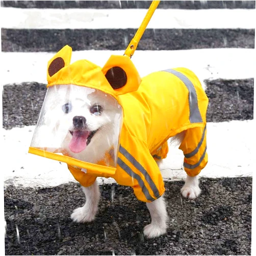 Kcjuoam Dog Raincoat,Waterproof Dog Rain Jacket with Safety Reflective Stripe,Hooded Slicker Dachshund Doggy Dog Poncho with Leash for Dogs and Puppies