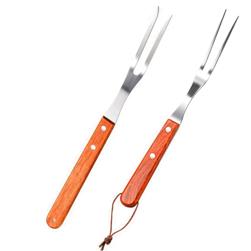Honoson Meat Forks with Rosewood Handle and Stainless Steel Carving Fork Barbecue Fork for Christmas Kitchen Roast (2 Pieces,13 Inch, 10 Inch)