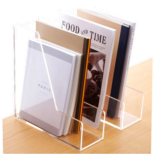 SANRUI 2-Pack Acrylic Magazine File Holder Desk Organizer Magazine Rack, Clear, Vertical File Sorter Holders, 9.45