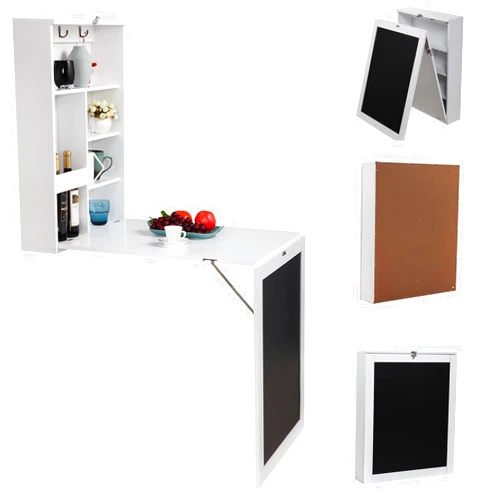 UIKJIM Space-Saving Wall Mounted Desk - Sturdy & Modern Murphy Desk for Home Office, Foldable Design with Storage, Ideal for Small Spaces