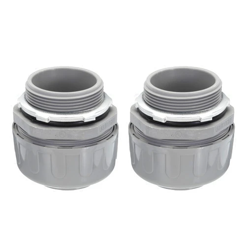 MECCANIXITY Liquid Tight Connector 2NPT Non-metallic Liquid Tight Conduit Connector PVC UL Listed PVC Conduit Fitting Electrical Conduit Fitting Pack of 2(Straight,180D)