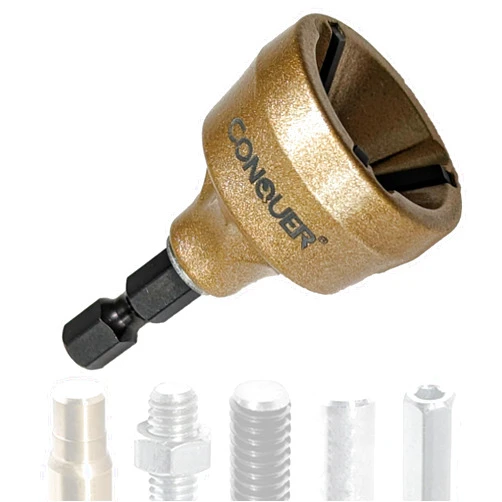 CONQUER Tools Deburring External Chamfer Tool, Premium Tungsten Blade, Deburring Drill Bit, Remove Burr Tools Quick Release Shank Fits for 1/8