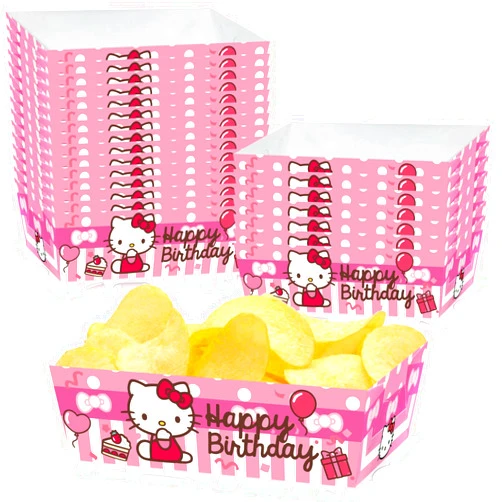 Generic 24Pcs Kawaii Birthday Decorations Paper Food Trays, Movie Snack Trays Hot Dog Popcorn for Kids Birthday Party Favors