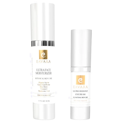 Eavara Set of Organic Ultra Face Moisturizer Day Cream and Natural Anti Aging Eye Cream