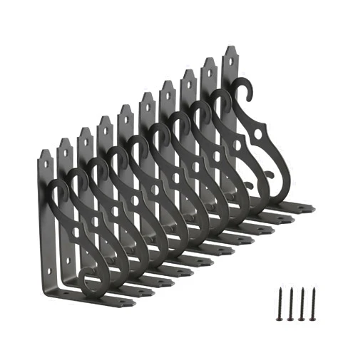 HOME MASTER HARDWARE 5 inch Shelf L Brackets Decorative Shelf Brackets Shelf Support Corner Brace Joint Right Angle Bracket with Screws Black 10-Pack (5 x 3-1/2 inch)