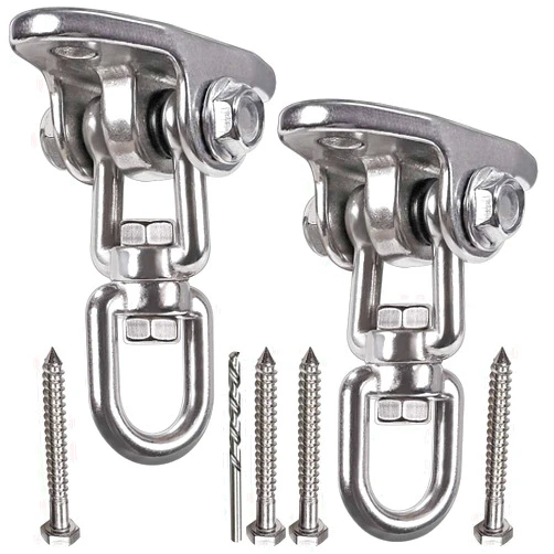 IOH Set of 2 Heavy Duty Swing Hangers Stainless Steel 304, Double Protection Design,【2200 lb Capacity】 360° Rotation, Playground Porch Yoga Seat Trapeze, Hammock Chair, Swing Set Indoor Outdoor