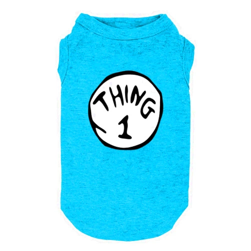 Weokwock Sports Fan Dog T Shirt Pet Supplies Dog Funny Culture Shirts Mark Thing 1 to Thing 3 Printed Multiple Dogs Clothes Puppy Vest (Large, Blue01)
