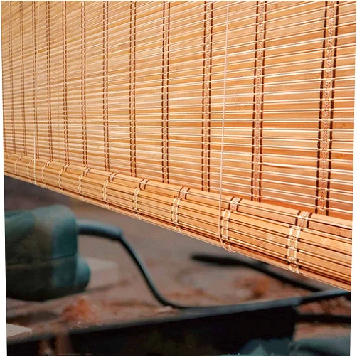 FMNV Natural Bamboo Curtain, Sunscreen Blinds, Breathable Roman Blinds, Decoration Shading Partition Vintage Curtain, for Outdoor/Indoor/Living Room/Tea Room (W X H)