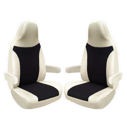 Bremer SITZBEZÜGE Custom Seat Covers, Compatible with RV, Driver & Passenger Seats, Colour Code: 828 (Beige Black)