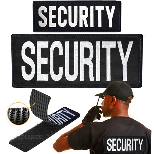 TOOLSSIDE 2 Pack Security Patches Hook and Loop System - Security Patches for Uniforms with Embroidered Letters - One Small and One Large Security Patch - Security Patch for Vest or Jacket 10.75