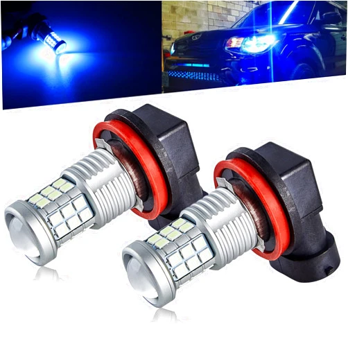 KISLED Super Bright 3000lm H8 H11 LED Fog Lights Bulbs DRL High Power 3030 Chips with Projector Lens Replacement for Cars Trucks, Ice Blue