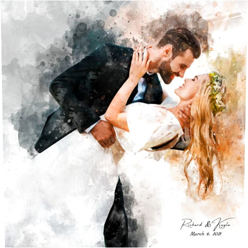 MAXFOUNDRY Wedding Anniversary, Gift For Her, Watercolor Print From Photo, Personalized Gifts, Custom Watercolor Portrait, Wedding Gift, Anniversary, Christmas Gift, Mother's Day,Portrait From Photo,Gift for Him