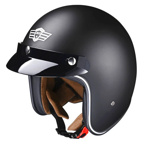 AHR 3/4 Open Face Motorcycle Helmet Vintage Retro Moped Helmet with Visor for Men Women, Bobber Scooter ATV Cruiser DOT, Run-O5