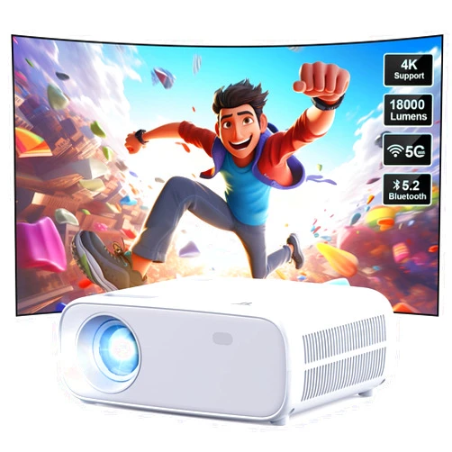 Wielio Projector with 5G Wifi Bluetooth, Mini Projector Native 1080P Full HD Projector, Portable Outdoor Projector 18000L Max 200