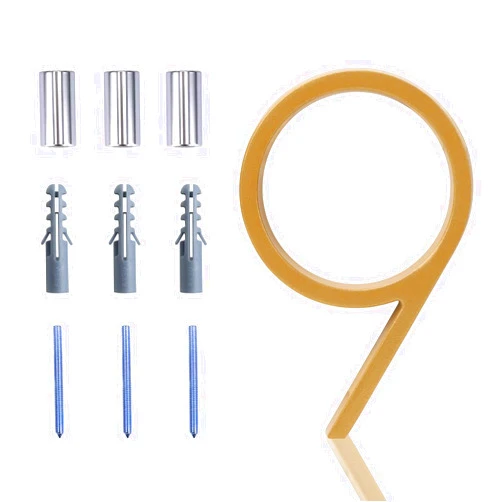 SLAKOZYT Modern House Numbers for Outside 5 inch, Zinc Alloy Address Signs,Home Address numbers for House with Reflective Finish Gold Floating Mount or Flush Mount, Gold Floating house numbers