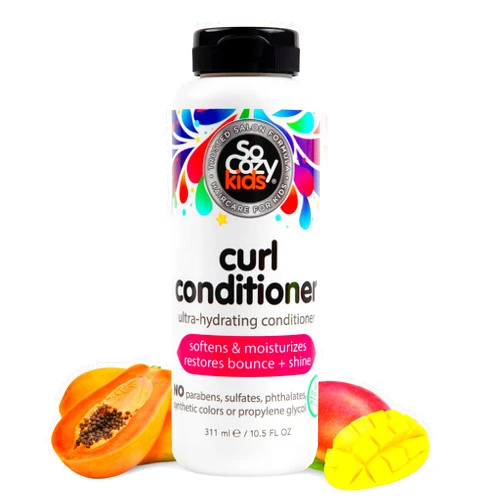 SO COZY SoCozy Curl Conditioner | For Kids Hair | Softens, Restores Bounce and Shine | No Parabens, Sulfates, Synthetic Colors or Dyes, Sweet-Crème, 10.5 Fl Oz