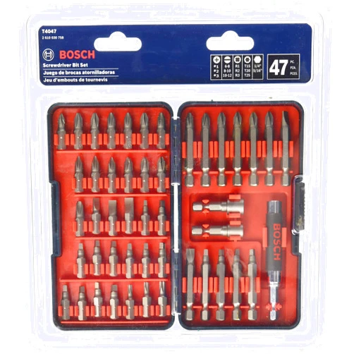 BOSCH T4047L 47-Piece High-Carbon Steel Hex Shank Screwdriver Bit Assorted Set