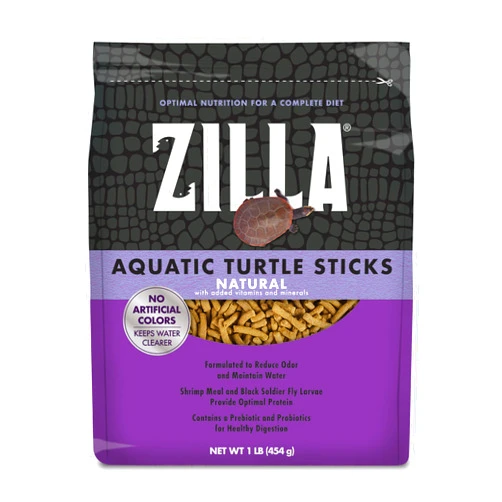 Zilla Pet Aquatic Turtle Sticks, Natural with Added Vitamins and Minerals, Nutrient-Rich Floating Food for Turtles, 1 lb