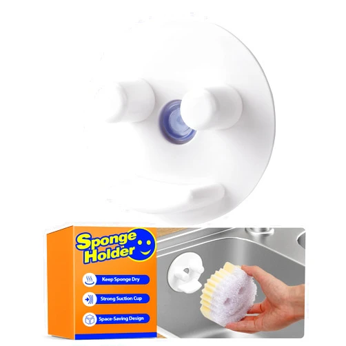 Discount Parts Direct Sponge Holder For Scrub Daddy Mommy Sponge, Bathroom Kitchen Sink Caddy Organizer Storage with Suction Cup, Dishwasher Safe, Keep Sponge Dry, White, 1-Pack