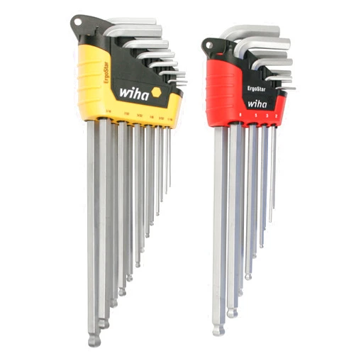 WIHA 66982 ErgoStar Ball End Hex L-Key, Inch and Metric, 22-Piece