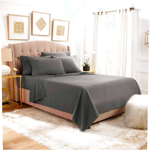 RESTURA 1000 Thread Count 4 PC Bedsheet Set 100% Egyptian Cotton, Sateen Finish, Solid Pattern, Fits Upto 21