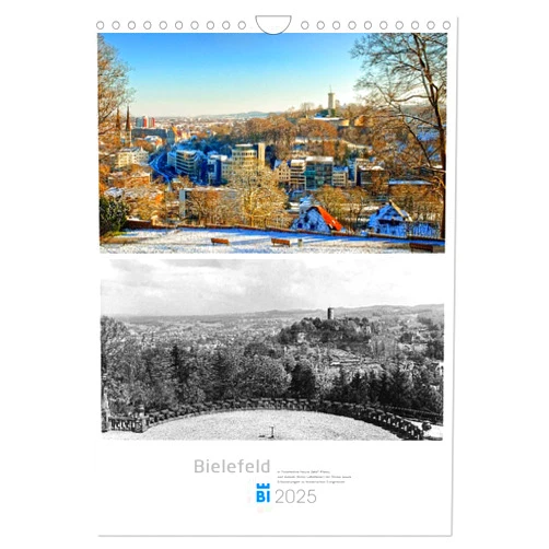 CALVENDO Bielefelder Fotomotive heute und damals mit historischen Ereignissen (Wandkalender 2025 DIN A4 hoch), CALVENDO Monatskalender [Calendar] Kloss, Wolf