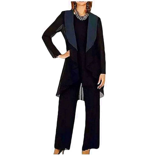 Mi Bo Tong 3 PC Chiffon Mother's Outfit Pants Suits for Wedding Plus Size Women's Evening Gowns Dress Suit