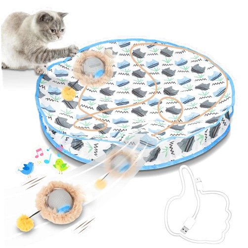 Vextronic Interactive Cat Toys Balls Fast Rolling in Pouch for Indoor Cats, Automatic Smart Cat Ball Toy with Motion Activated Moving, Rechargeable Electric Cat Toy with Sound Light for Bored Adult Cats Kittens
