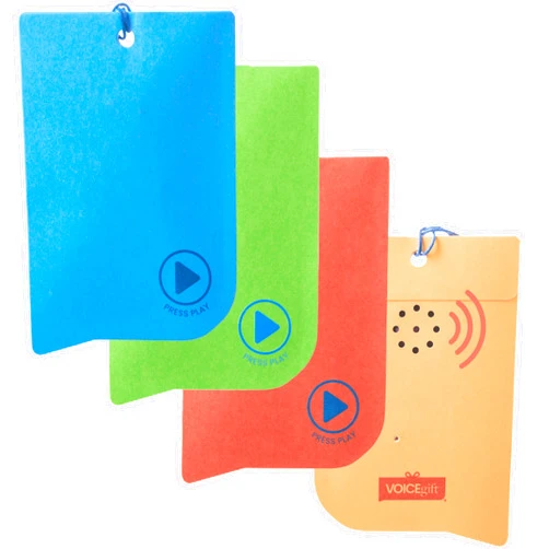 VOICEGIFT Pack of 4-60 Second VoiceGift Voice Recorder Gift Tag for Personal Messages - DIY Gift Personalization | Multicolor