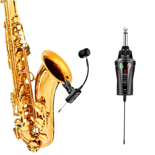 ACEMIC UHF Wireless Saxophone Microphone System Wireless Transmitter and Receiver Clip-on Instrument Microphones & Systems Mic for Trumpet, Sax, Musician, Active PA Systems, ST-5