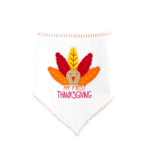Mud Pie My First Thanksgiving Bib, Orange, White