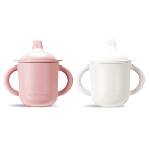 Leeleelon® Silicone Sippy Cups for Baby, Leak-Proof Sippy Cups for Baby & Toddler with Handles, Soft Spout Sippy Cup for Infants, 6+ Months, 6oz/180ml (Pack of 2)
