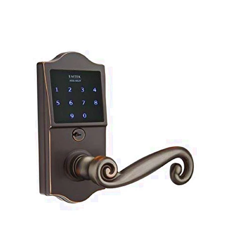 Emtek American Heritage EMTouch Keypad Leverset - Rustic Lever - Available in 3 Finishes - Left or Right Handing - E4002RRHUS10B - Right Handed (RH) - Oil Rubbed Bronze (US10B)