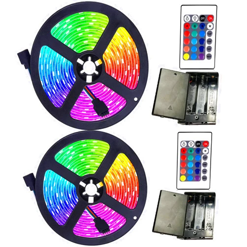 111111 Battery Powered Led Strip Lights,2 Pack 6.56ft Strip Lights Battery Operated Led Strip Kit,24-Keys Remote Controlled,DIY Indoor and Outdoor Decoration