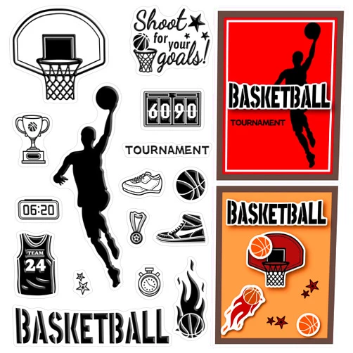 CRASPIRE Silicone Clear Stamps Basketball Player Sportswear Sneakers Reusable Rubber Transparent Seals for Cards Making DIY Scrapbooking Journal Photo Album Decorative Decor