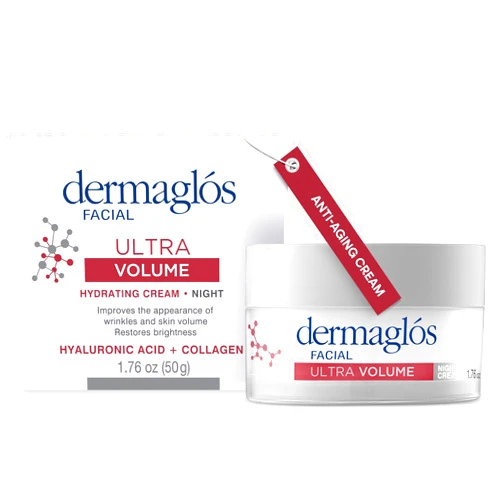 Dermaglós Dermaglos Ultra Volume Anti-Aging Night Cream with Hyaluronic Acid, Collagen and Niacinamide, Hydrating and Firming Face Moisturizer, Improves the Appearance of Wrinkles & Skin Volume, 1.76 Oz
