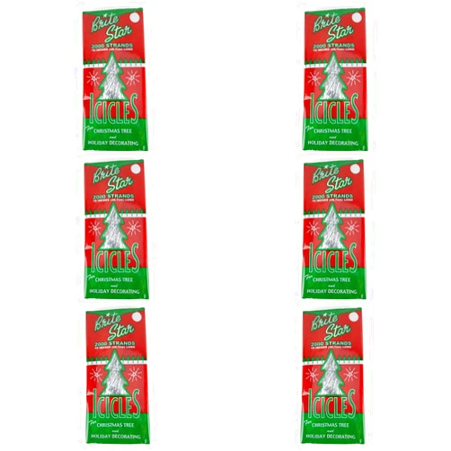 BRITE STAR Silver 18-Inch Icicle Tinsel - 2000 Strands ... (6)