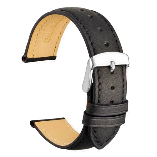 WOCCI Vintage Leather Watch Bands, Replacement Strap, Silver Stainless Steel Buckle, Choice of Band Width 14mm 15mm 16mm 17mm 18mm 19mm 20mm 21mm 22mm 23mm 24mm