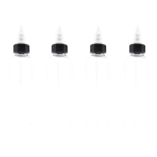 XYSMZM 4 Pcs Dispensing Bottles, 5oz Plastic Boston Squeeze Bottles with Twist Top Cap
