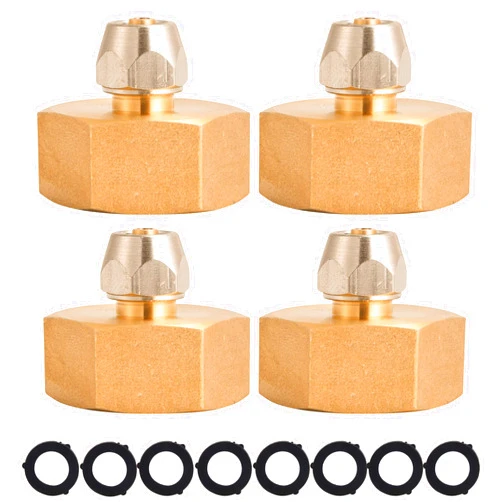 M MINGLE Garden Hose Adapter, 3/4 Inch Female GHT to 1/4 Inch Irrigation Tubing, Brass Faucet Connector, with Extra 8 Washers