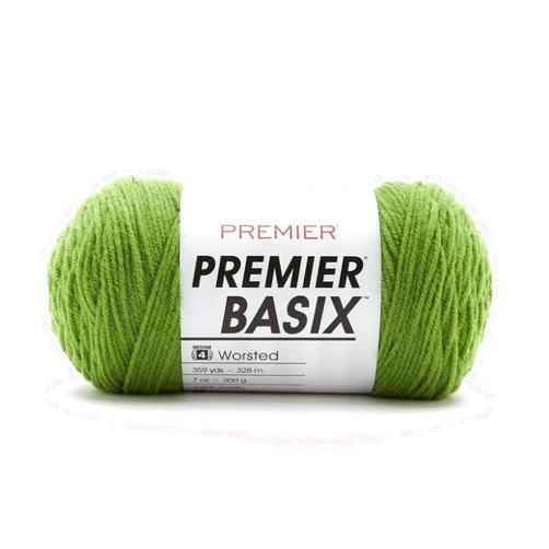 Premier Yarns Basix, Solid Worsted Yarn, Made of Acrylic, Ideal Yarn for Crocheting and Knitting, 359 Yards, Fern