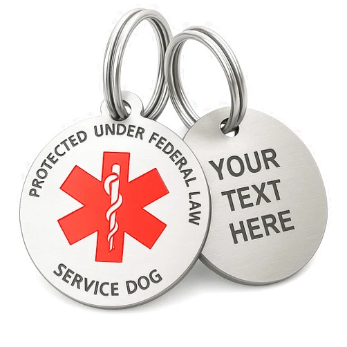 Dr. Fremont's Personalized Service Dog Tag Protect Under Federal Law Red Medical Alert Symbol ID Emotional Support Easily Attach to Collar Harness Vest Small and Large (Large)