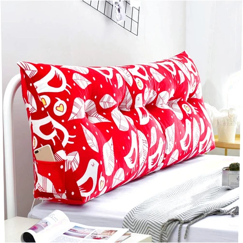 ZHNALIUS Soft Comfortable Double Bed Backrest Headboard Wedge Cushion Pillow for Reading Rest，Breathable Triangular Support Positioning backand Back Waist Wall Pillow with Washable Cover Red