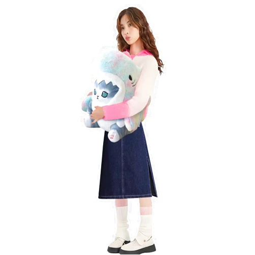 Eoxoe Kawaii Shark Cat Plush Toy Stuffed Animal Doll, Cute Soft Pillow Stress Release Hugs Toys Christmas Halloween Birthday Gifts for Kids Boys Girl Best Gift (Colorful - Gray,19 inch)